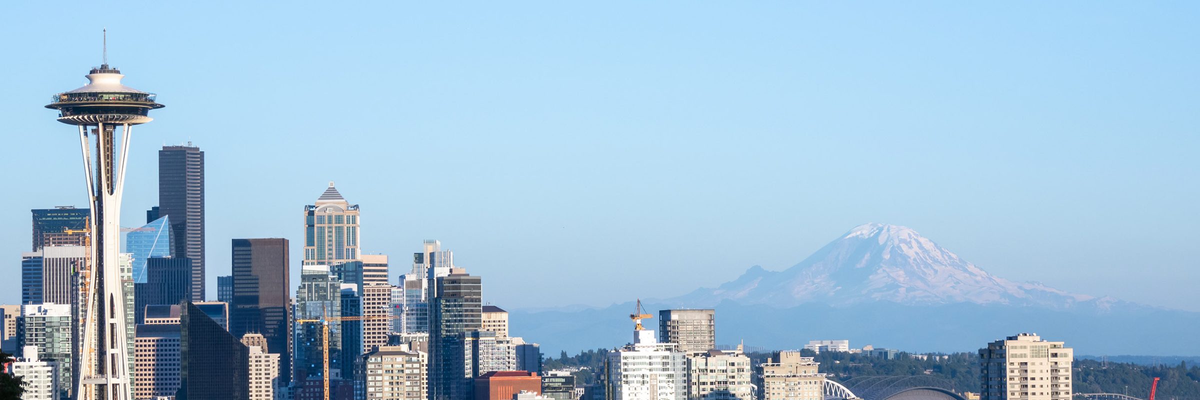 Seattle skyscraper view with Mt. rainier